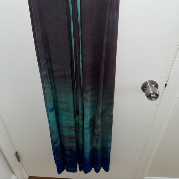 Brown, green, blue tie dye maxi dress Michelle Jonas small - Picture 6 of 9